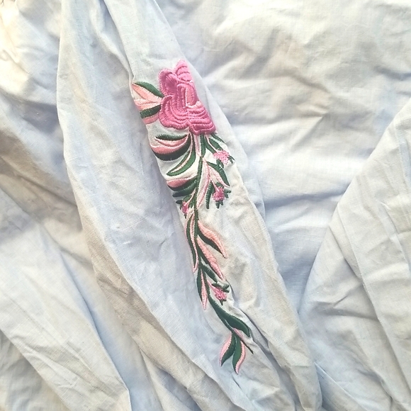 Light Blue Embroidered Long Sleeves with Ruffles - Picture 2 of 3